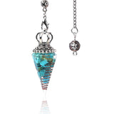 Silver Crown Resin Crystal Orgone Pendulum Pendant Dowsing Charm Chain