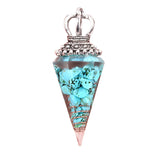 Silver Crown Resin Crystal Pentacle Orgone Pendulum Pendant Dowsing Charm for Wicca & Spiritual Jewelry