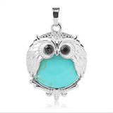 Silver Owl Gemstone Pendant For Making Jewelry #SP1758-28x36MM Size: Aprox 28x38MM -25MM Cabs