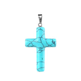 Natural Gemstone Cross Pendant for Jewelry Making DIY Necklace 27X40mm