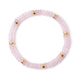 6x3mm Disc Bead Stone Stretch Bracelet for Women Men With Silver Spacer #SB3132