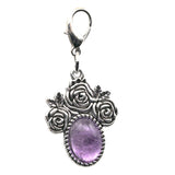 Silver Rose Flower Oval Gemstone Pendant Charms Tag #SP1503S-10X14mm Stone Cab