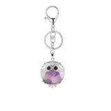 Silver Owl Gemstone Pendant  Bird Animal Keychain KC1758S Lobster Clasp Keyc Chain