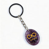 Oval Gemstone Disc Keychain– Carved with Custom Words & Symbol -Infinity Symbol