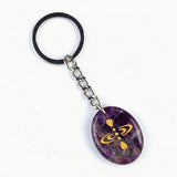 Oval Gemstone Disc Keychain– Carved with Custom Words & Symbol -Mindfulness Meditation