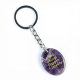 Oval Gemstone Disc Keychain– Carved with Custom Words & Symbol -Good Things Happen Everyday