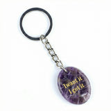 Oval Gemstone Disc Keychain– Carved with Custom Words & Symbol -I want it I got it
