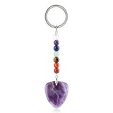 Gemstone Guitar Pick Keychain 7 Charka Chain KC2030