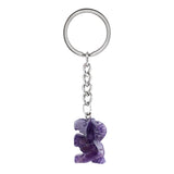 Gemstone Horse Pendant Keychain Hand Carved 25MM Animal Keyring  Accessories for Bag #KC2302S-A1