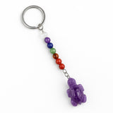 1.0Inch Tortoise Gemstone Pendant Keychain 7 Chakra Beads Chain #KC2311S-A4