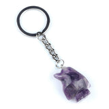 1.0 Inch Hand-Carved Gemstone Penguin Pendant Keychain#KC2313S-A1