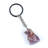 1.0 Inch Hand Carved Gemstone Dog Pendant Keychain #KC2316S-A1