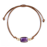 Natural Stone Adjustable Bracelet for Women Men Handmade Woven Bohemian Style Crystal Bangle #SB3126