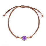 10mm Disc Stone Adjustable Bracelet for Women Men Handmade Woven Bohemian Style Crystal Bangle #SB3127