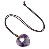 40mm Heart Gemstone Pendant Necklace Adjustable Colorful Rope