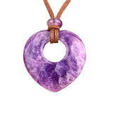 40mm Heart Gemstone Pendant Necklace Adjustable Rope
