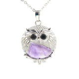 Silver Owl Gemstone Necklace SN1758S Bird Animal Pendant with 45CM 0 Chain