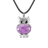 Vintage Silver Owl Gemstone Pendant Necklace #SN1760