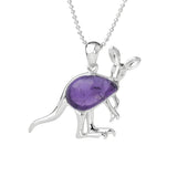Silver Kangaroo Gemstone Pendant Necklace for Women Men #SN1765 Animal Charms Beads Chain Jewelry