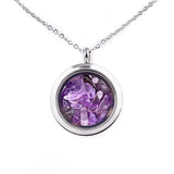 Round Gawu Box Pendant Necklace  Chip Stone Stainless Steel Floating Locket Crystal Specimen Keepe Custom for Keepsakes & Healing Stones（副本）