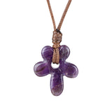 Natural Gemstone Flower Pendant Necklace - 35mm adjustable