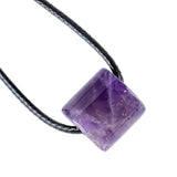 Minimalist Natural Crystal Cylinder Pendant Necklace - Adjustable Cord #SN2023