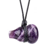 18X30MM Hand-Carved Natural Stone Gourd Pendant Necklace – Adjustable Healing Crystal Calabash Amulet