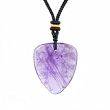 Gemstone Guitar Pick Pendant Necklace with Adjustable Cord SN2030-BK23