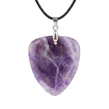 Hand-Polished Gemstone Guitar Pick Necklace with 18Inch Black Rope SN2030
