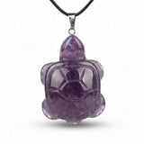 Natural Gemstone Pendant Necklace - 45cm Black Cord