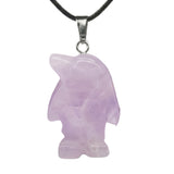 Gemstone Penguin Necklace - 45cm Black Cord Jewelry