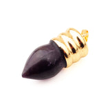 Gold Spiral Cap Bullet Shape Natural Stone Pendant, Teardrop Pointed Gemstone Charm with Grooved Gold Bail, Reiki Healing Crystal DIY Necklace Pendant