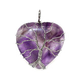 Silver Tree Of Life Wire Wrapped Stone Pendant for Making Jewelry #SP0831S