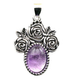 Silver Rose Flower Oval Gemstone Pendant for Making Jewelry#SP1503S-10X14mm Stone Cab Pendant Jewelry