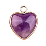 15mm Heart Gemstone Pendant Charms for Diy Making Jewelry Wrapped Gold / Silver
