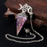 Triple Moon Pentacle Orgone Pendulum Pendant Resin Crystal Dowsing Charm Chain for Wicca & Spiritual Jewelry
