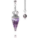 Silver Crown Resin Crystal Orgone Pendulum Pendant Dowsing Charm Chain