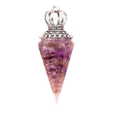 Silver Crown Resin Crystal Pentacle Orgone Pendulum Pendant Dowsing Charm for Wicca & Spiritual Jewelry