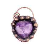 Retro Copper Natural Stone Heart Pendant for Making Jewelry