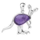 Silver Kangaroo Gemstone Pendant #SP1765 Animal Crsytal For Making Jewelry