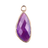 Facted Teardrop Gemstone Pendant for Making Jewelry Gold Wrappred