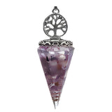 Chips Gemstone Tree of Life Resin Pendulum NO Chain Hexagonal Pyramid Pendant #SP1882AS-F98