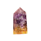 Hexagonal Crystal Obelisk - Natural Crushed Stone & Resin Pillar - Exquisite Desktop Ornament for Positive Energy & Home Harmony