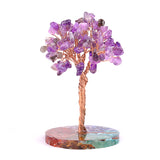 Handmade Woven Chip Gemstone Life of Tree  Ornament with Resin Base for  Feng Shui  Wealth & Good Luck Home & Office Decor #SP1891