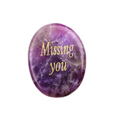 Worry Healing Palm Stones for Meditation Prayer Home Decor ( Missing You)  35x45MM #SP1904G-W02
