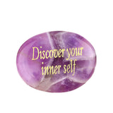 Worry Healing Palm Stones for Meditation Prayer Home Decor with (Discover your inner self )-35x45MM #SP1904G-W03