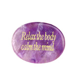 Worry Healing Palm Stones for Meditation Prayer Home Decor with (Relax the body calm the mind )-35x45MM #SP1904G-W05