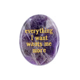 35x45MM Worry Healing Palm Stones for Meditation & Prayer with Everything Word " Everything I want wants me more " SP1904G-W15