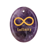 35x45mm Oval Natural Gemstone Pendant, Engraved "Infinity Symbol (∞) ", Polished Crystal Disc Charm for Spiritual Jewelry, Necklace Making