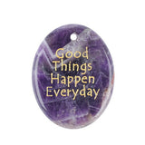 35x45mm Oval Gemstone Pendant "Good Things Happen Everyday" – Natural Stone Charm for Jewelry Making